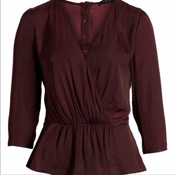 1. State plum peplum surprise 3/4 sleeve blouse burgundy wine size XXL - Picture 6 of 12